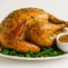 Herb butter turkey on a platter