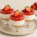 No-bake strawberry cheesecake cups layered with graham crust, cream, and strawberry topping