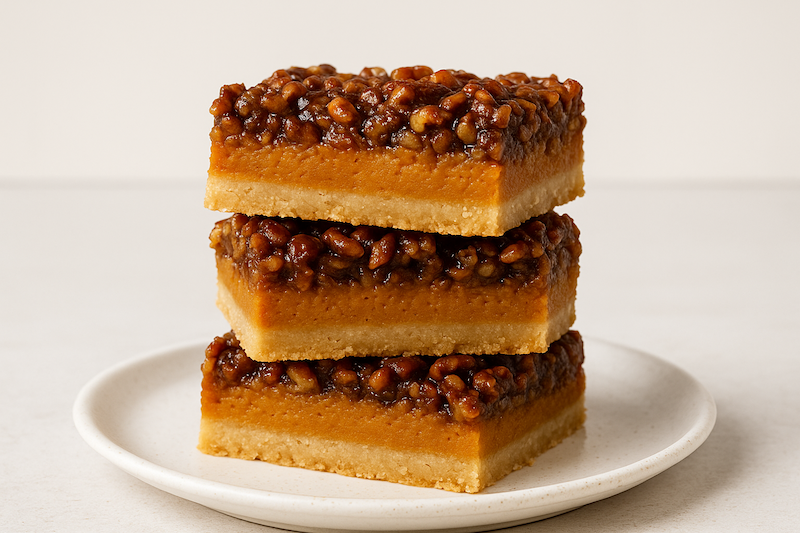 Pecan pumpkin pie with toasted pecans