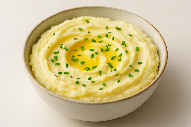 Creamy mashed potatoes with butter