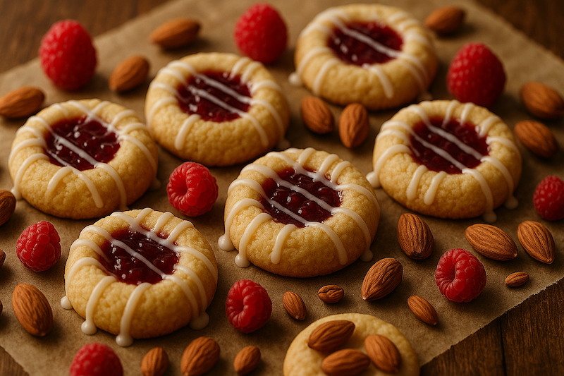 Raspberry Almond Shortbread Cookies